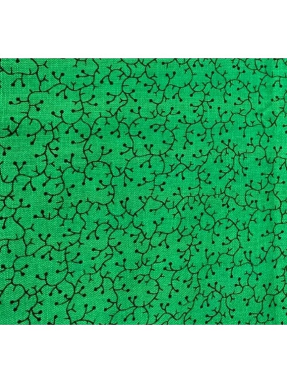Green Fabric Fat Quarter 18x22" Black Vine Pattern Cotton Material Quilting/Craf